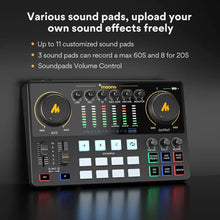 Load image into Gallery viewer, Maono AME2 Audio Interface Sound Card DJ Mixer All in One Portable Podcast Studio for Recording,Live Streaming,Youtube,Guitar,PC
