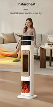 Load image into Gallery viewer, 1500W Ceramic Tower Heater &amp; Humidifier - 4-in-1 providing instant heat and humidity in a cozy living room setting.

