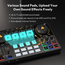 Load image into Gallery viewer, Maono AME2 Audio Interface Sound Card DJ Mixer All in One Portable Podcast Studio for Recording,Live Streaming,Youtube,Guitar,PC
