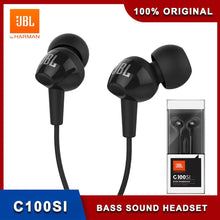 Load image into Gallery viewer, JBL C100Si Original 3.5mm Wired Stereo Earphones Deep Bass Music Sports Headset Running Earphone Hands-free Call with Microphone
