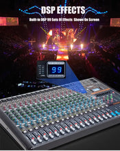 Load image into Gallery viewer, Professional Audio Mixer Bluetooth 8 Channels 16/ 24Channels DJ Mixer Console For Conference Meeting, Stage, Line Array Speaker
