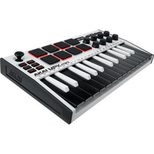 Load image into Gallery viewer, AKAI Professional MPK Mini MK3 - 25 Key USB MIDI Keyboard Controller With 8 Backlit Drum Pads, 8 Knobs (Grey)
