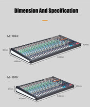 Load image into Gallery viewer, Professional Audio Mixer Bluetooth 8 Channels 16/ 24Channels DJ Mixer Console For Conference Meeting, Stage, Line Array Speaker
