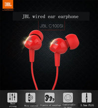 Load image into Gallery viewer, JBL C100Si Original 3.5mm Wired Stereo Earphones Deep Bass Music Sports Headset Running Earphone Hands-free Call with Microphone
