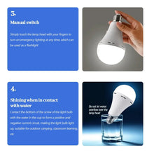 Load image into Gallery viewer, LED Rechargeable Bulb Light E27 7W 1500mAh Emergency Bulb 220V 110V for Home Power Outdoor Camping Failure Porch Garden Lamp
