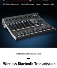 Load image into Gallery viewer, 8/12 Channel Digital Mixer Audio Console 100 DSP Effects Bluetooth USB MP3 DJ Reverberation Sound Mixing Console
