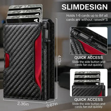 Load image into Gallery viewer, Men Vintage Leather Wallet RFID Blocking Aluminum Auto Pop Up Credit Card Holder for Men

