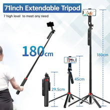 Load image into Gallery viewer, Ulanzi MA09 1.8m Selfie Stick Tripod for iPhone 11 12 13 14 15 Pro Max Phone with Remote Control with Panoramic Ball head Holder
