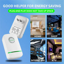 Load image into Gallery viewer, Pro Power Save Electricity Energy Saver device shown in homes, shops, internet bars, and KTVs for energy saving.
