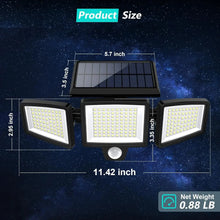 Load image into Gallery viewer, Three-Head Outdoor Waterproof Solar Light with 200+ LEDs and Motion Sensor Security Light for Porches, Garages, Yard Entrances,
