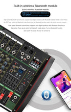 Load image into Gallery viewer, 4 / 8-channel mixer DSP reverberation effect professional Bluetooth USB audio mixer balance family karaoke stage performance KTV
