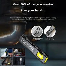 Load image into Gallery viewer, Powerful Mini COB LED Keychain Flashlight USB C Rechargeable Hanging Work Light Waterproof Keyring Camping Walking Pocket Lamp
