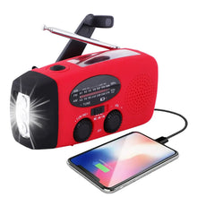 Load image into Gallery viewer, 2000 mAh Emergency Radio with LED Lights Radio USB Solar Charging Light Outdoor Travel Portable Rechargeable FM/AM Radio
