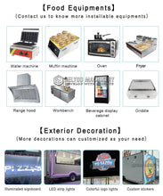 Load image into Gallery viewer, Belyoo Fast Food Vending Cart Burger Taco Street Food Trailer showcasing food equipment and exterior decoration options.
