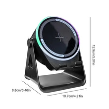 Load image into Gallery viewer, Wireless Induction Speaker with Bluetooth-compatible Speaker, compact design with adjustable stand and LED features.
