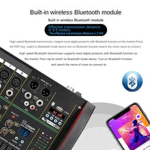 Load image into Gallery viewer, 4 / 8-channel mixer DSP reverberation effect professional Bluetooth USB audio mixer balance family karaoke stage performance KTV
