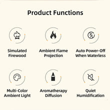 Load image into Gallery viewer, Fireplace Humidifier Aroma Flame Humidifier Fragrance Diffuser Aromatherapy Essential Oil Diffuser Fire Humidifier for Home Room

