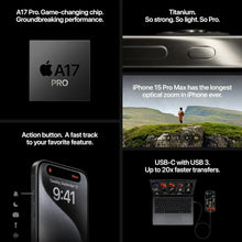 Load image into Gallery viewer, 2023 Original Apple iPhone 15 Pro MAX 8GB RAM 256GB/512GB/1TB ROM A17 Pro Bionic Chip 6.7&#39;&#39; 120Hz Super Retina XDR Display NFC
