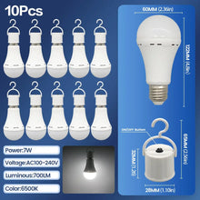 Load image into Gallery viewer, LED Rechargeable Bulb Light E27 7W 1500mAh Emergency Bulb 220V 110V for Home Power Outdoor Camping Failure Porch Garden Lamp
