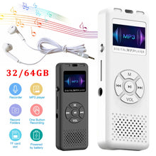 Load image into Gallery viewer, 32/64GB Digital Voice Recorder MP3 Player Mini Sound Audio Recorder Professional Recording Dictaphone Built-in Speaker FM Radio
