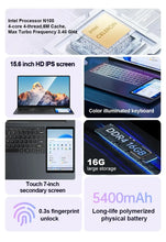Load image into Gallery viewer, CRELANDER Intel laptop 15.6" +7" Touch Screen 32GB RAM 1TB SSD Backlit keyboard Windows 11 Notebook Computer Dual Screen Laptop
