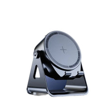 Load image into Gallery viewer, Wireless Induction Speaker with Bluetooth-compatible Speaker displayed from an angle, showcasing its sleek design and stand.
