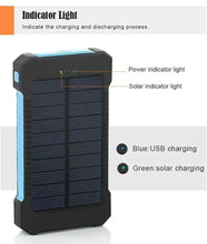 Load image into Gallery viewer, Solar Power Bank Waterproof 30000mAh Solar Charger USB Ports External Charger Powerbank for Xiaomi 5S Smartphone with LED Light
