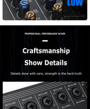 Load image into Gallery viewer, 8/12 Channel Digital Mixer Audio Console 100 DSP Effects Bluetooth USB MP3 DJ Reverberation Sound Mixing Console
