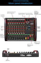 Load image into Gallery viewer, 4 / 8-channel mixer DSP reverberation effect professional Bluetooth USB audio mixer balance family karaoke stage performance KTV
