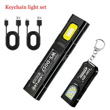 Load image into Gallery viewer, Powerful Mini COB LED Keychain Flashlight USB C Rechargeable Hanging Work Light Waterproof Keyring Camping Walking Pocket Lamp
