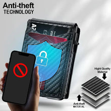 Load image into Gallery viewer, Men Vintage Leather Wallet RFID Blocking Aluminum Auto Pop Up Credit Card Holder for Men
