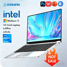 Load image into Gallery viewer, Xiaman Ultra Slim Windows 11 Laptop Computer 14.1" 12GB RAM 1TB SSD Intel Atom A3950 Notebook 1920*1080 Office Study Computer PC
