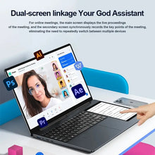 Load image into Gallery viewer, CRELANDER Intel laptop 15.6" +7" Touch Screen 32GB RAM 1TB SSD Backlit keyboard Windows 11 Notebook Computer Dual Screen Laptop
