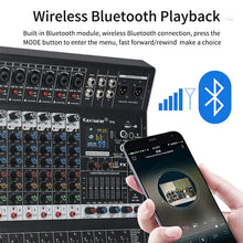 Load image into Gallery viewer, 8/12 Channel Digital Mixer Audio Console 100 DSP Effects Bluetooth USB MP3 DJ Reverberation Sound Mixing Console
