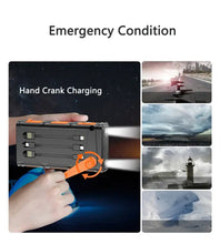 Load image into Gallery viewer, Hand Crank Solar Power Bank 30000mAh with Cable Camping Light PD 20W Fast Charging Powerbank for iPhone Xiaomi Samsung Powerbank
