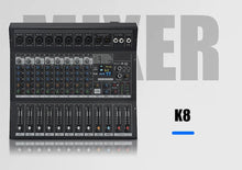 Load image into Gallery viewer, 8/12 Channel Digital Mixer Audio Console 100 DSP Effects Bluetooth USB MP3 DJ Reverberation Sound Mixing Console
