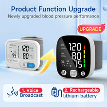 Load image into Gallery viewer, Yongrow Rechargeable Digital Wrist Blood Pressure Monitor Sphygmomanometer Tonometer Tensiometer Heart Rate Meter BP Monitor

