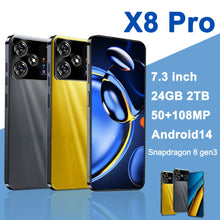 Load image into Gallery viewer, Original X8 Pro Smartphone 7.3inch Global Version 16G+1TB Snapdragon 8 gen3 Android14 50+108MP 4G/5G Cellphone Mobile Phone NFC
