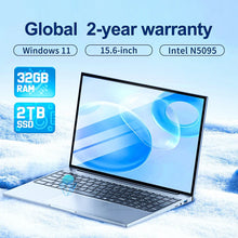 Load image into Gallery viewer, 15.6 Inch Laptop 32GB Ram 2TB SSD Windows 11 Notebook Pc Gamer Intel N5095 Office Computer with Backlit Fingerprint Wifi Camera
