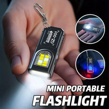 Load image into Gallery viewer, Powerful Mini COB LED Keychain Flashlight USB C Rechargeable Hanging Work Light Waterproof Keyring Camping Walking Pocket Lamp
