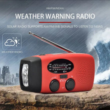 Load image into Gallery viewer, 2000 mAh Emergency Radio with LED Lights Radio USB Solar Charging Light Outdoor Travel Portable Rechargeable FM/AM Radio
