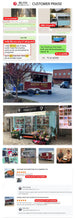 Load image into Gallery viewer, Customer testimonials and images featuring Belyoo Fast Food Vending Cart Burger Taco Street Food Trailer in various locations.
