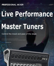Load image into Gallery viewer, 8/12 Channel Digital Mixer Audio Console 100 DSP Effects Bluetooth USB MP3 DJ Reverberation Sound Mixing Console
