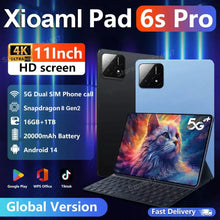 Load image into Gallery viewer, 2025 Global Version Pad 6S PRO Tablet Android 14 16GB 1TB 11Inch 20000mAh 5G Dual WiFi Phone Call Google Play Portable Tablet PC
