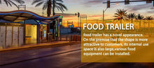 Load image into Gallery viewer, Belyoo Fast Food Vending Cart Burger Taco Street Food Trailer in a picturesque urban setting.
