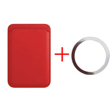 Load image into Gallery viewer, For Magsafe Magnetic Card Holder Case For iPhone 13 11 12 Pro MAX mini Leather Wallet Cover XR XS MAX Card phone Bag Adsorption - Magnetic Card Holder - Red
