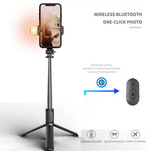 Load image into Gallery viewer, FANGTUOSI 2021 New Wireless selfie stick tripod Bluetooth Foldable Monopod With Led light remote shutter For iphone Wholesale
