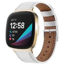 Load image into Gallery viewer, For fitbit versa 3 smart watch classic double-sided first layer cowhide leather strap for fitbit versa 3 / for fitbit sense band - white
