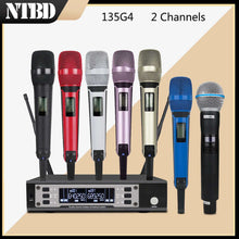 Load image into Gallery viewer, NTBD Stage Performance Show Party Hip Hop Home KTV EW135G4 UHF Professional Dual Wireless Microphne High Quality Metal Handheld
