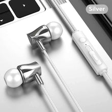 Load image into Gallery viewer, NEW Wired Earphone Mobile Phone 3.5mm Subwoofer In-ear Headphone With Microphone Tuning Stereo Headset For Huawei Xiaomi Samsung - silver - China

